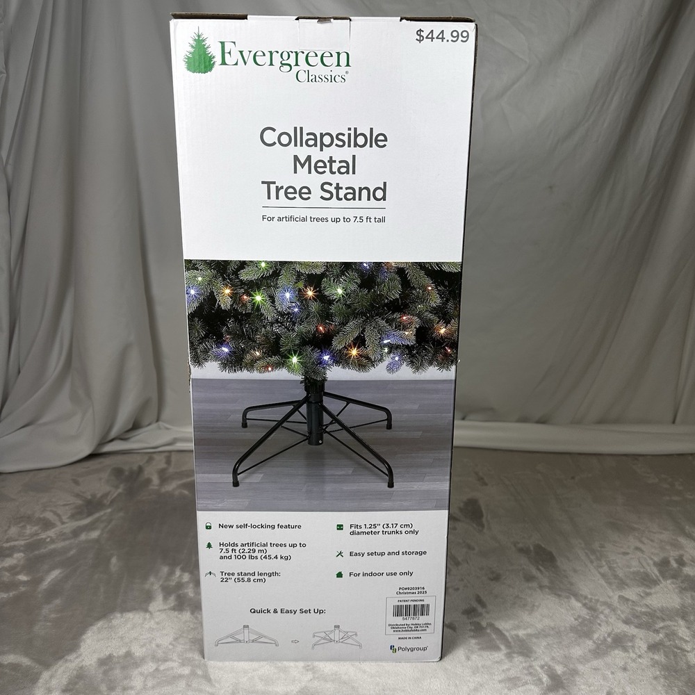 Evergreen Collapsible Metal Tree Stand For Artificial Trees 7.5' Christmas NEW